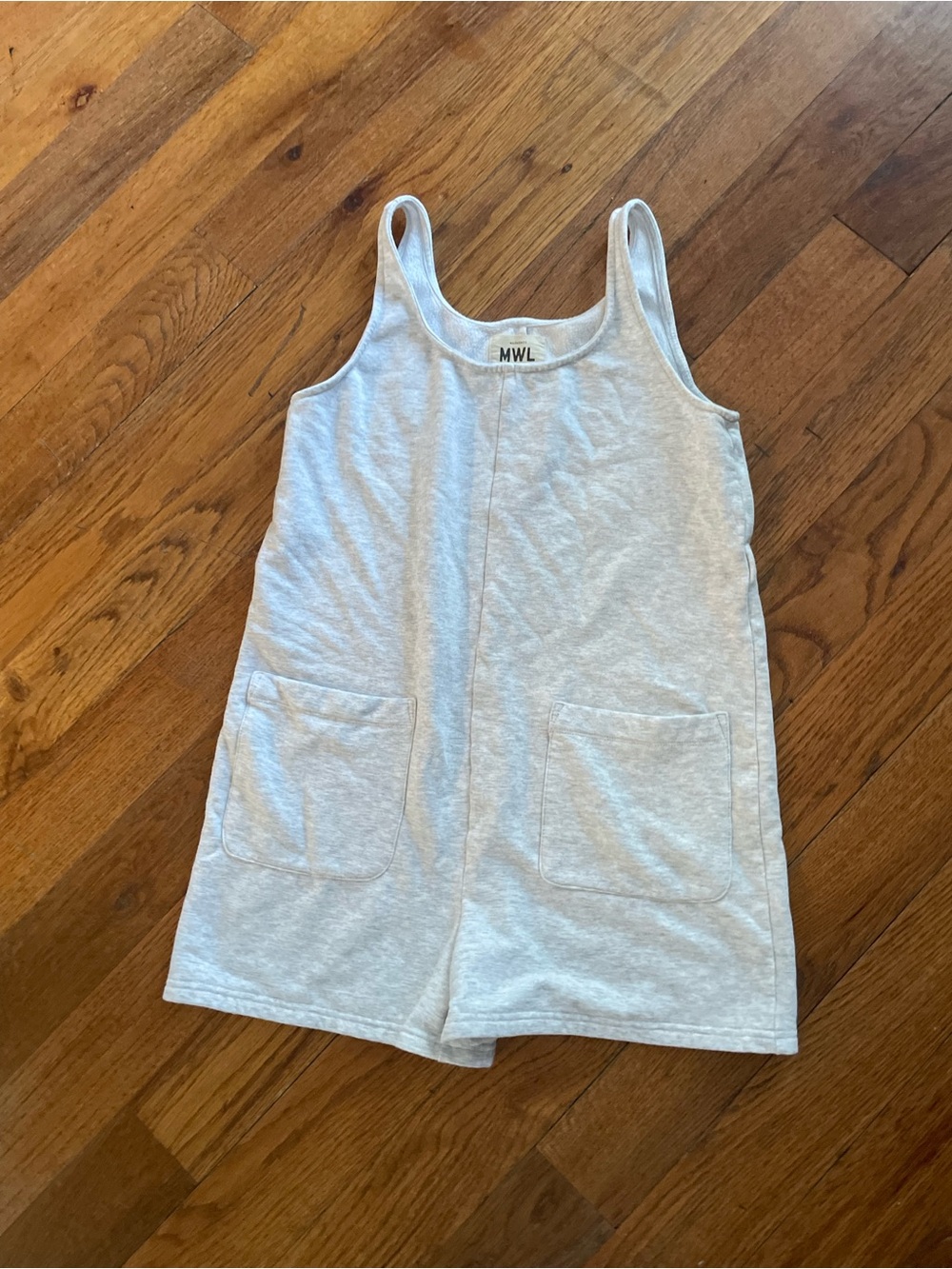 Madewell Light Gray Cotton Romper with Front Pockets